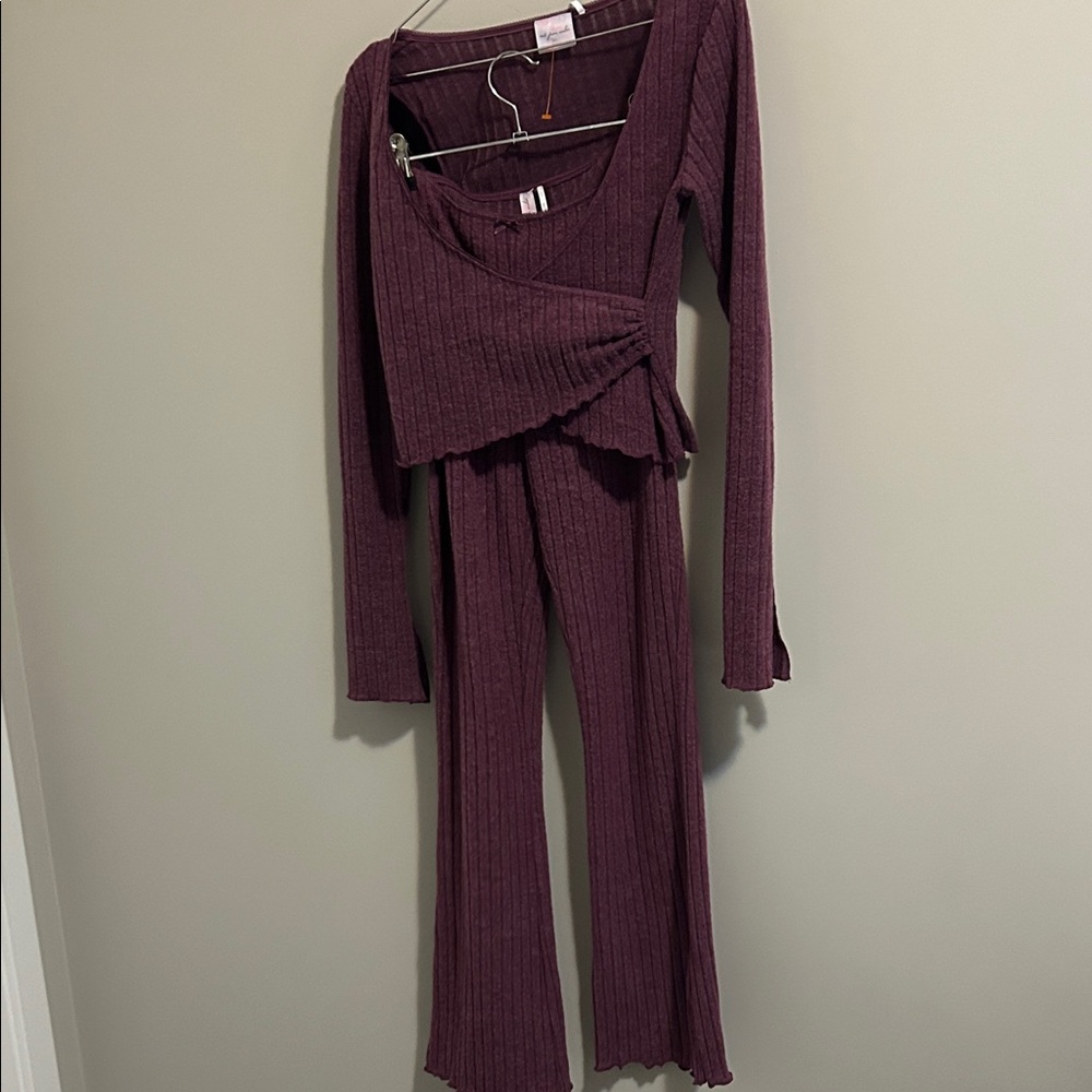 Urban Outfitters Purple Ribbed Lounge Set